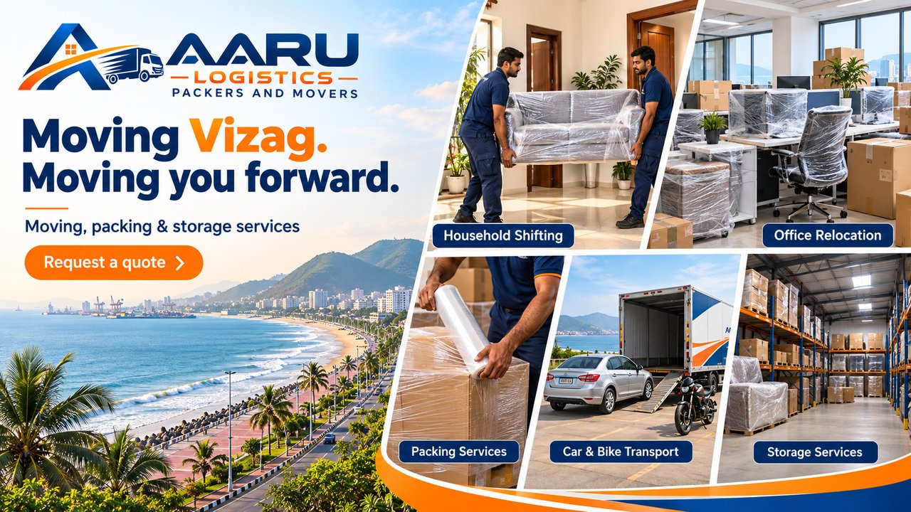 Aaru Logistics packers and movers in Visakhapatnam — household shifting, office relocation, packing, car & bike transport and storage services