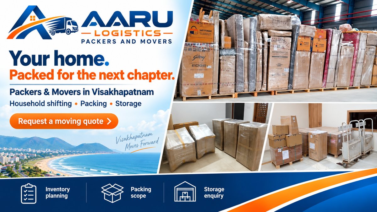 Wrapped furniture and cartons shown as a packing example